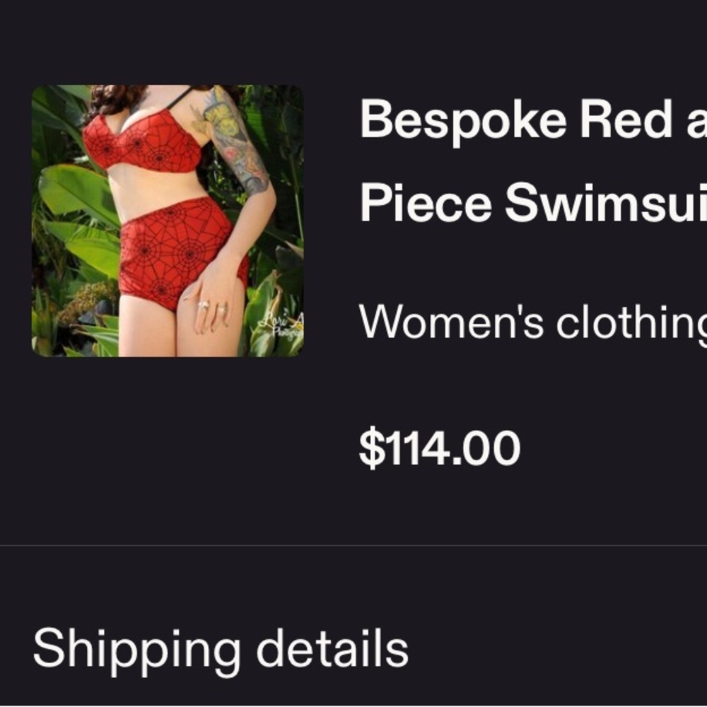 Red and Black Spiderweb 2 piece swimsuit - Picture 2 of 3